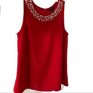 Ann Taylor Red Sleeveless Tank Blouse XS